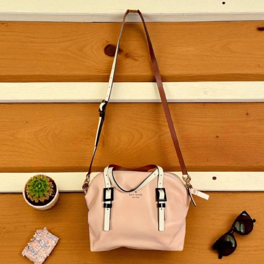 kate spade Blush Pink Crossbody Satchel with White Straps